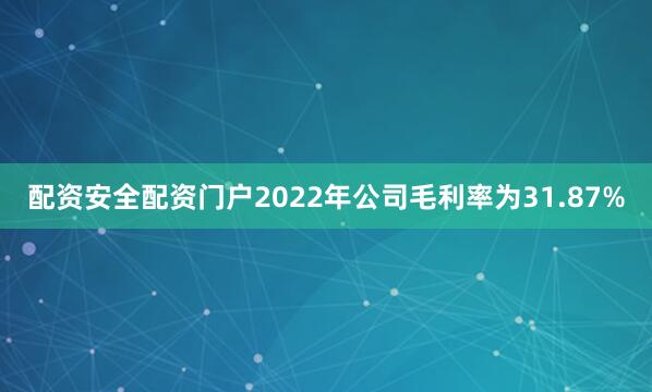 配资安全配资门户2022年公司毛利率为31.87%